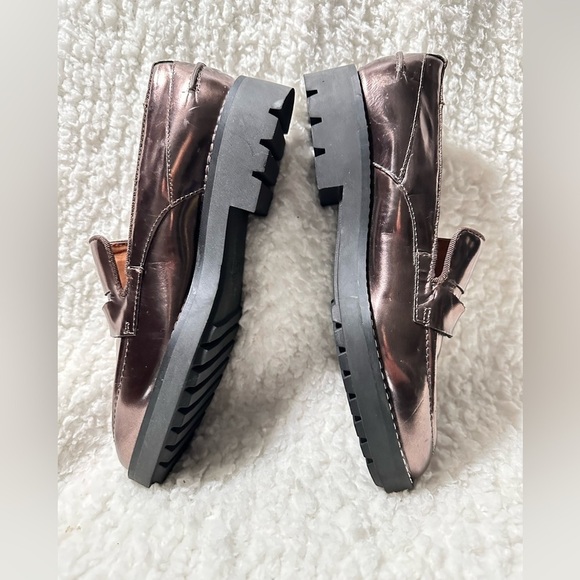 Chunky Lug Sole Shoes Women Metallic Platform Loafers with by SARTO Size 6.5 - Picture 5 of 13